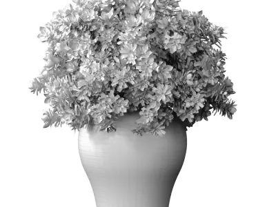 White bouquet porcelain vase pot Jar decorating style Provence 3D model