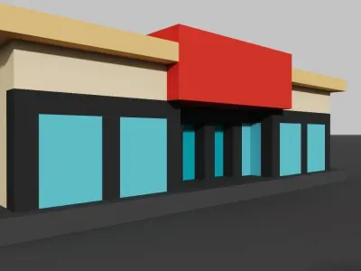 Voxel Supermarket Model 6 Colors Low-poly 3D model