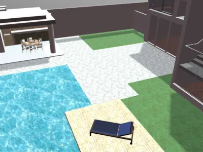 Contemporary Townhouse Condo with pool 3D model