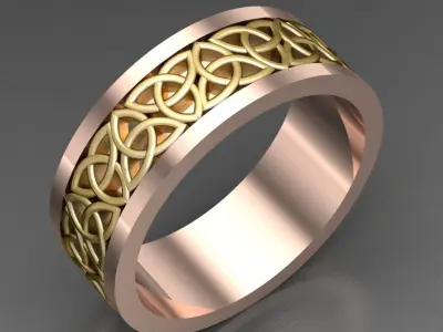 Light Gold Diamond Men Ring 2MR067 3D print model