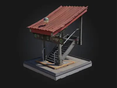 Subway Entrance Miniature  Urban Depth in Compact Scale 3D model
