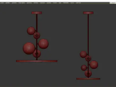 IONA collection pendant light with three glass bubbles hangin... Low-poly 3D model