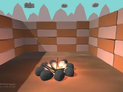 Woods cabin in Low-poly 3D model