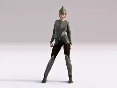 Elven Women Armor Outfit Rigged Low-poly 3D model