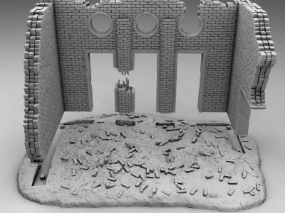 Ruined building 3D print model