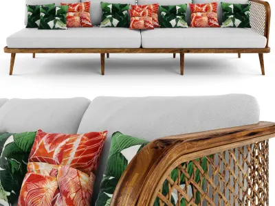 Wooden Rattan Furniture Collection modul4 3D Model Pack