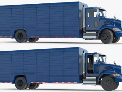  Medium Duty Box Truck 4x2 Blue Rigged for Maya 
