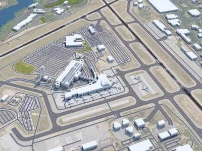 Manchester Boston Regional Airport 10km Low-poly 3D model