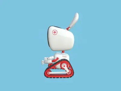 Cute Robot 08 - Medic Rescue - Character SciFi Design Low-poly 3D model