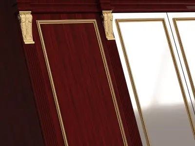 Classic Wardrobe Furniture 0402 Wood Low-poly 3D model