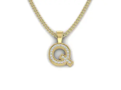 Pendant Q letter 3D print model