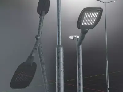 Street Light 2 Galvanized F2 M1 K0 5000mm Low-poly 3D model