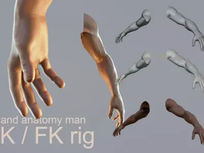 dark skin hand anatomy man 3D model