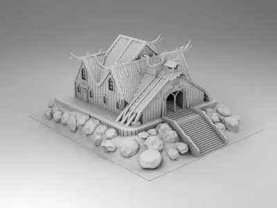 Viking house on the hill 3D print model