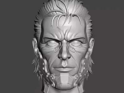 Futuristic Cybernetic Soldier Bust  High-Poly Tactical Cyborg 3D print model