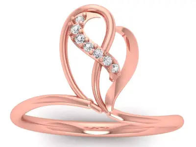 Solitaire Wedding Engagement Women Light Weight Bypass Rings 3D print model 6