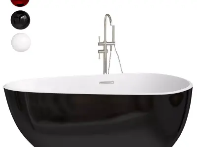 Elegant Modern Oval Freestanding Acrylic Bathtub 3D model