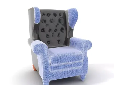 Elegant Leather Wingback Chair model pack Low-poly 3D model