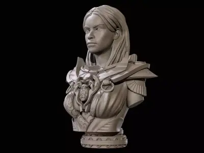 Fantasy Warrior Bust 2 High Poly for 3D Print 3D print model