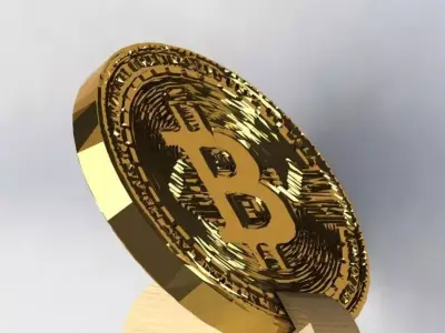 Bitcoin model with stand 3D print model