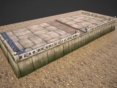 Modular Embankment Low-poly 3D model