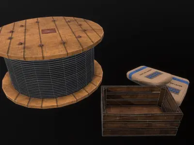 Building Site Industry Props Pack  Game Ready Low-poly 3D model