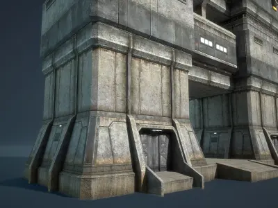 Sci-Fi Towers Modular Set Low-poly 3D model