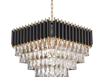 Black Gold Square Crystal Ceiling 3D model