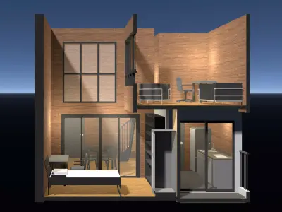Apartment room in section cut 25-66 3D model