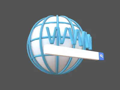 WWW Icon with Search Bar v1 001 Low-poly 3D model