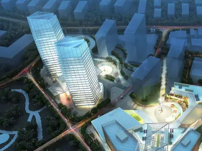 Modern CBD Mixed-Use Complex 3D model