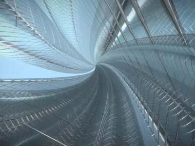 Tube Building Glass Cage 3D model