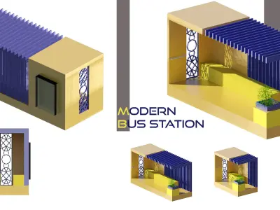 modern bus station 3D model