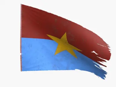 The flag of the Viet Cong Low-poly 3D model