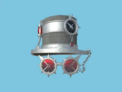 Steampunk Hat 08 Gray Steel - SciFi Character Design Low-poly 3D model