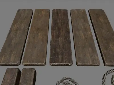 woods and rope Low-poly 3D model