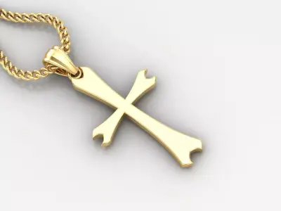 Light Gold 18K Cross Pendant 1CP017 3D print model