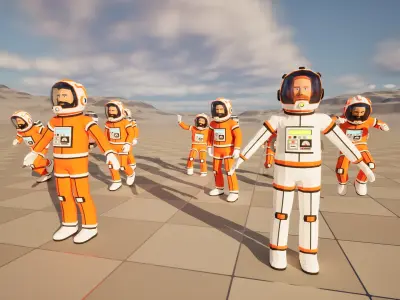 Astronaut in spacesuit low-poly stylized 2 Low-poly 3D model