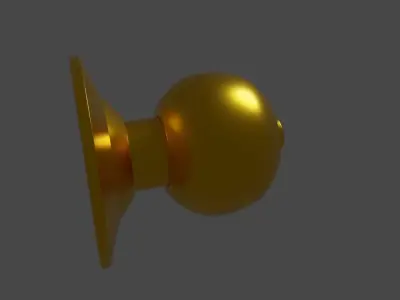 Door handle lock rounded Golden color Free low-poly 3D model
