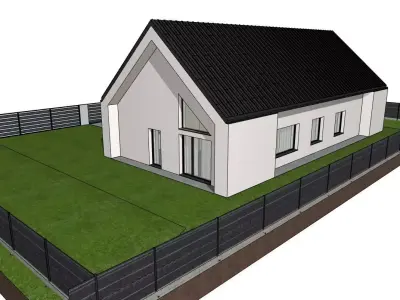 Modern Single Storey House with Garage 3D Model 3D model