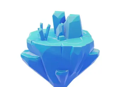 Stylized icy low-poly 3D model of the Floating Islands Low-poly 3D model