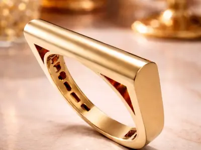 Minimal Architectural Bar Top Ring 3D print model