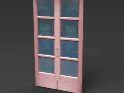 Old wooden doors Low-poly 3D model