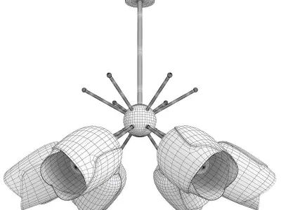 Ocean glass chandelier with brass fixtures Low-poly 3D model