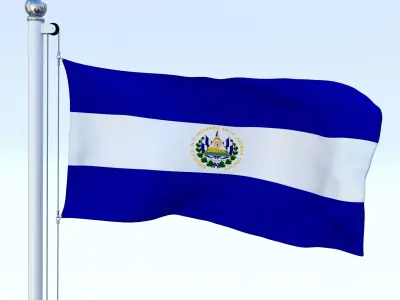 Animated El Salvador Flag Low-poly 3D model