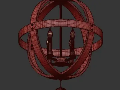 REFINED WOOD GLOBE CHANDELIER 3D model