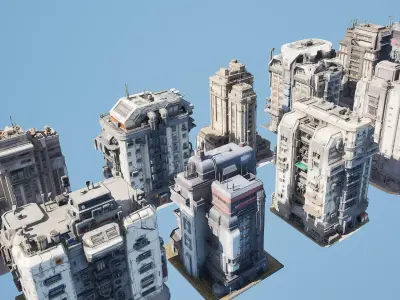 futuristic architecture set f 7 01 3D model