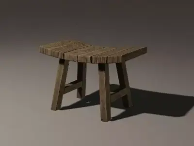Wooden Stool 3D model
