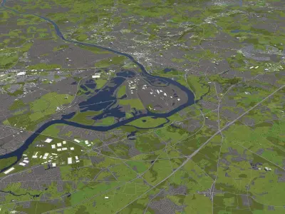 Trenton New Jersey USA 50x50km 3D model
