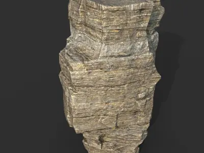 Low poly Brown Layerd Rock Low-poly 3D model
